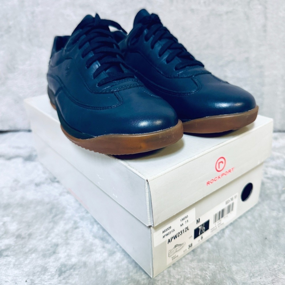 Rockport Comfort Beech Tree‎ Leather Walking Ladies Shoes Navy Gum Sole 7.5 New
